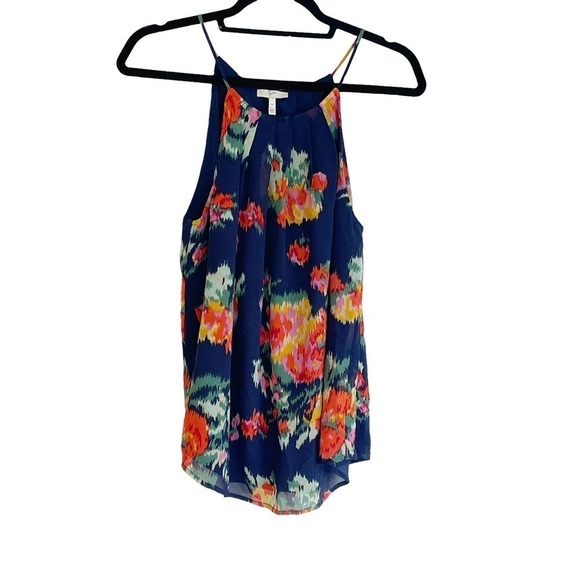 Joie Anatase B Floral-Print Halter-Neck 100% Silk Tank Blue Women's Size M - Picture 7 of 12